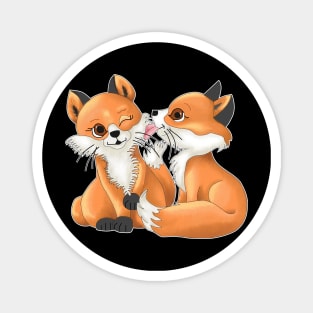 Cute Fox Pair in a Unique Artwork Magnet